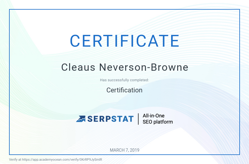 Serpstat certificate: Certification