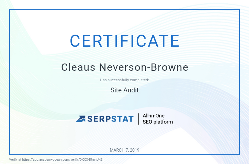 Serpstat certificate: Site Audit