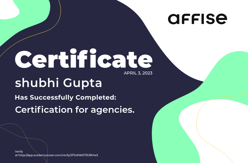 Affise certificate: Certification for Agencies from Affise