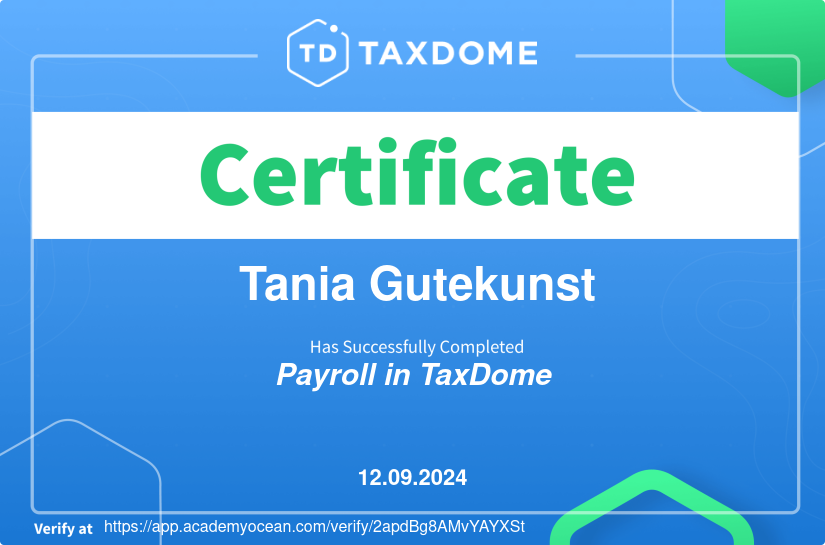 TaxDome Academy certificate: Payroll in TaxDome