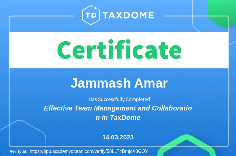 TaxDome Academy certificate: Manage your team and enhance collaboration