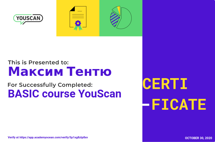 YouScan certificate: Basic. How to create reports and set up integrations