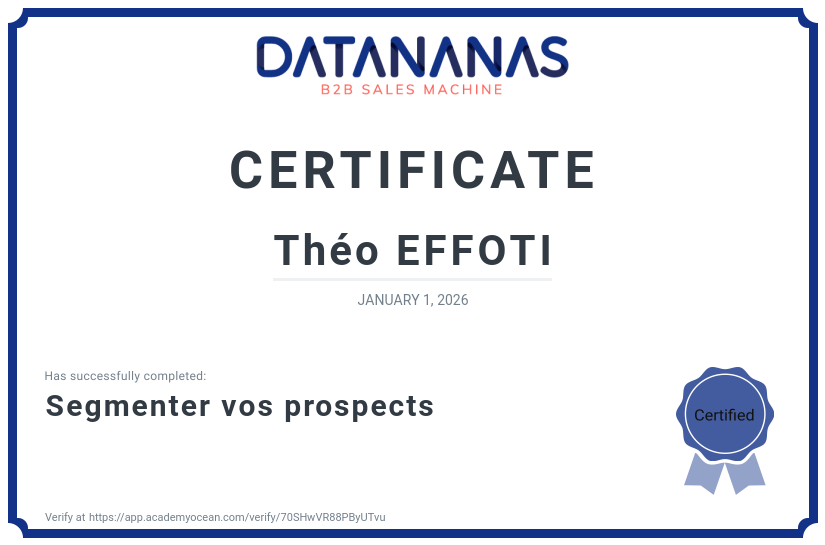 academy certificate: Segmenter vos prospects