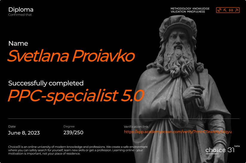 Choice31 certificate: PPC-specialist 5.0