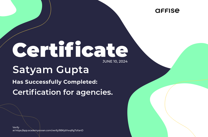 Affise certificate: Certification for Agencies from Affise
