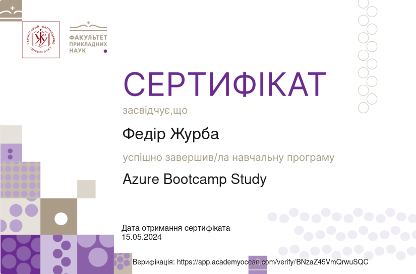 Академія сертифікатних програм certificate: 🎓Azure Bootcamp Study