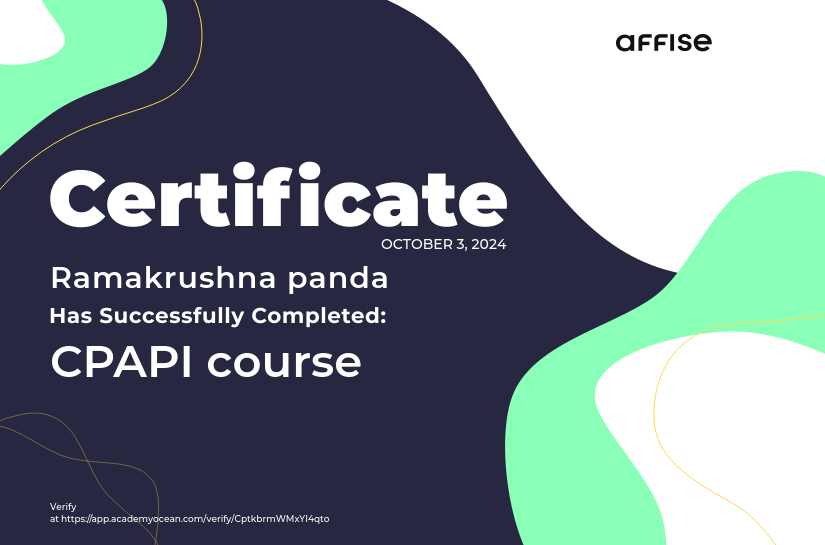 Affise certificate: CPAPI course