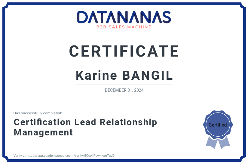 academy certificate: Certification Lead Relationship Management