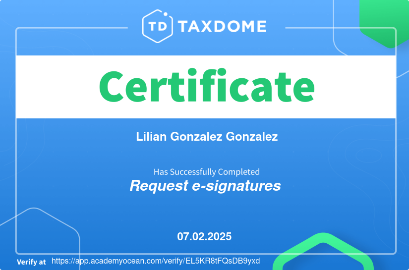 TaxDome Academy certificate: Request e-signatures