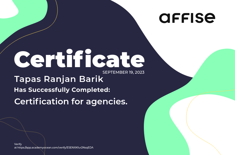 Affise certificate: Certification for Agencies from Affise