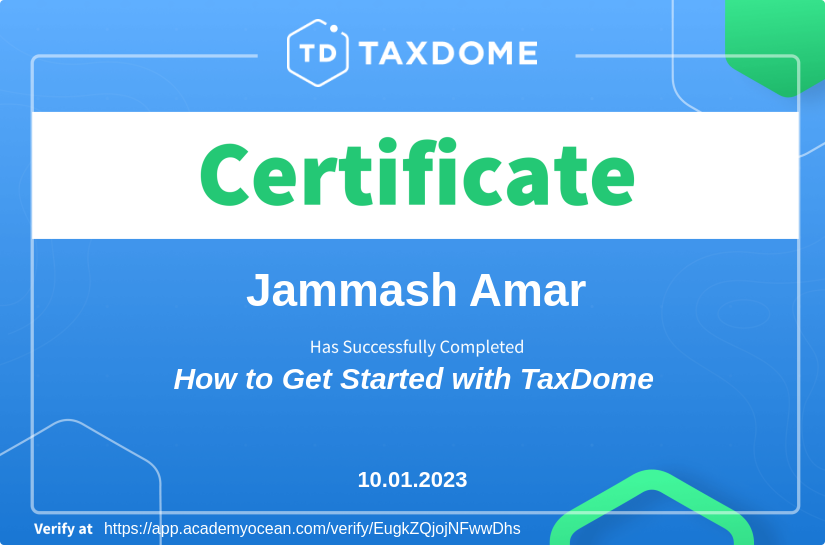 TaxDome Academy certificate: How to Get Started with TaxDome