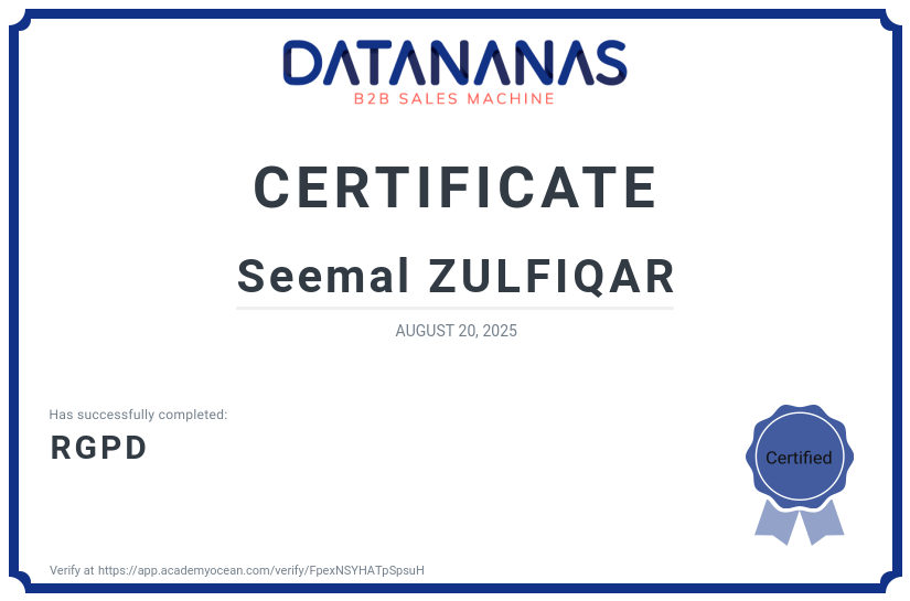 academy certificate: RGPD