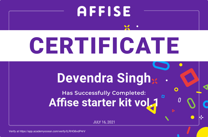 Affise certificate: Affise starter kit vol.1