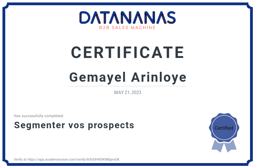 academy certificate: Segmenter vos prospects