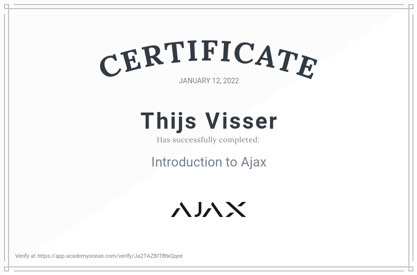 Ajax Systems EN certificate: Introduction to Ajax