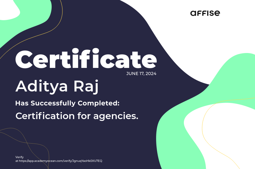 Affise certificate: Certification for Agencies from Affise