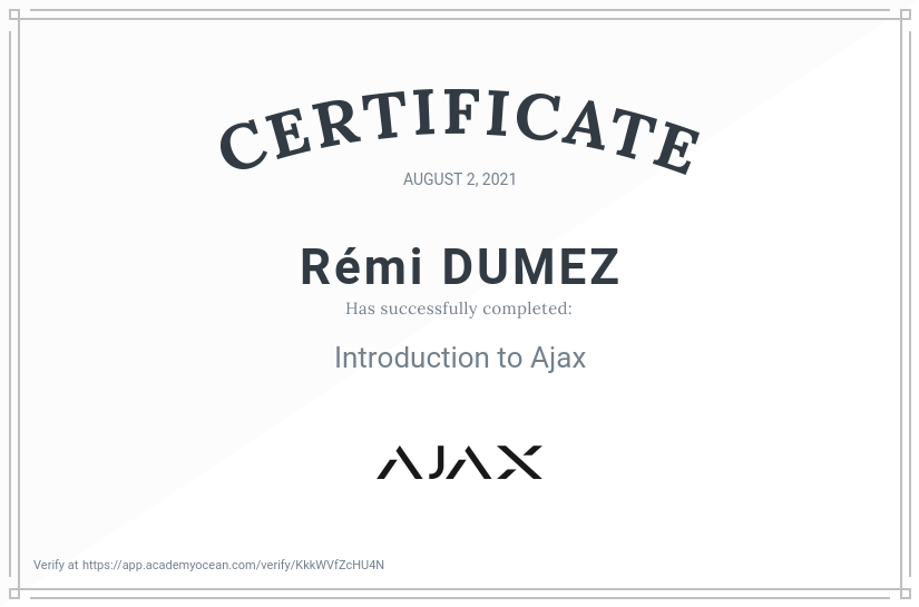 Ajax Systems EN certificate: Introduction to Ajax