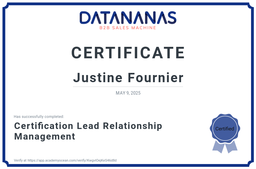 academy certificate: Certification Lead Relationship Management