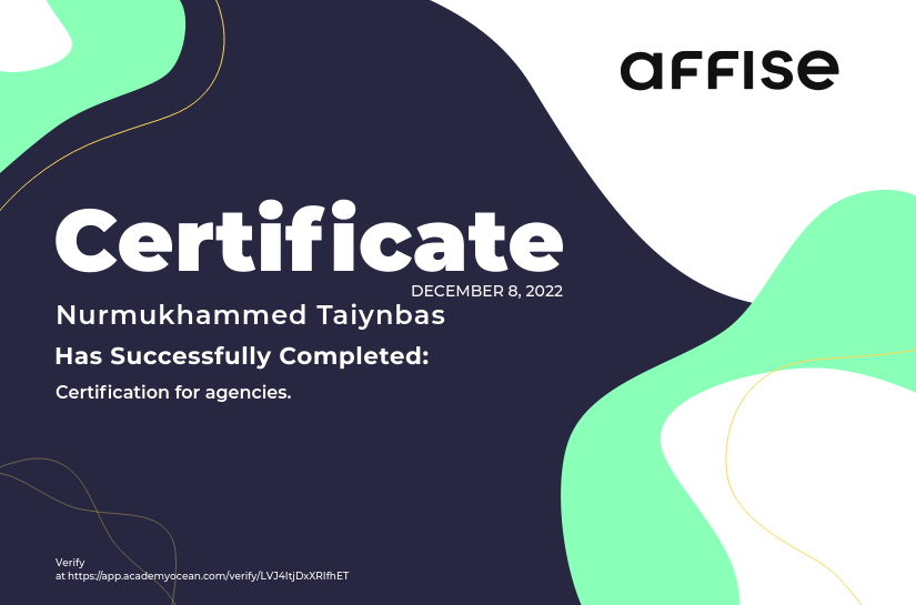Affise certificate: Certification for Agencies from Affise