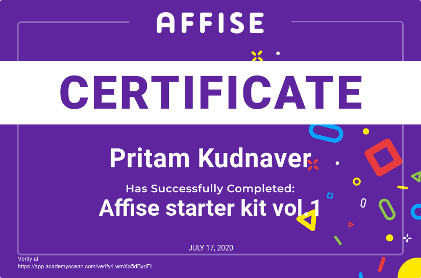 Affise certificate: Affise starter kit vol.1