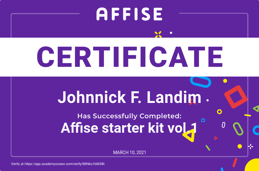 Affise certificate: Affise starter kit vol.1
