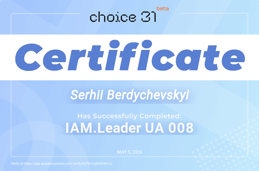 Choice31 certificate: IAM.Leader UA 008