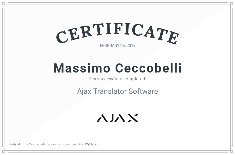 Ajax Systems EN certificate: Ajax Translator Software