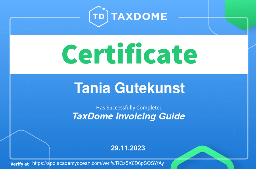 TaxDome Academy certificate: TaxDome Invoicing Guide