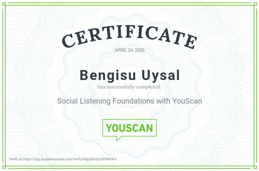YouScan certificate: Social Listening Foundations with YouScan