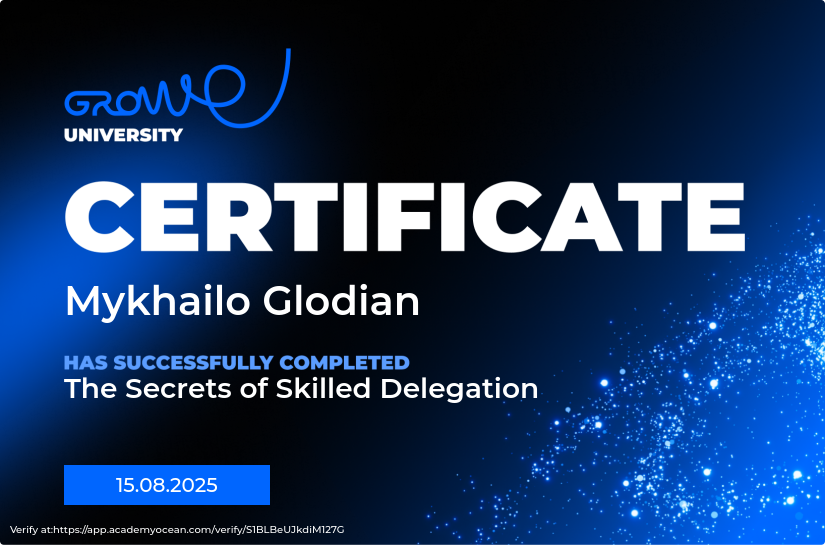 Growe certificate: The Secrets of Skilled Delegation