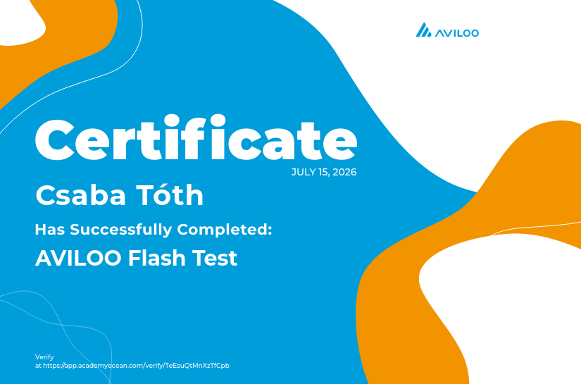 AVILOO Academy certificate: AVILOO Flash Test