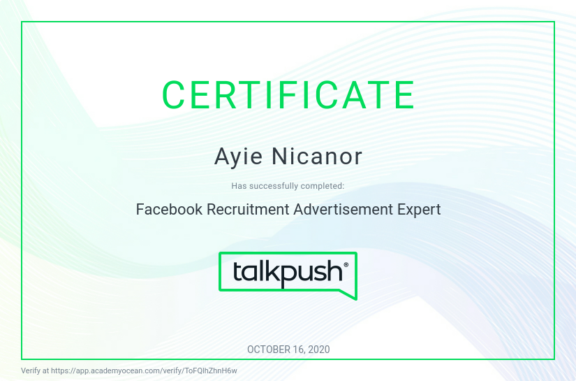 Talkpush certificate: Marketing de reclutamiento en redes sociales