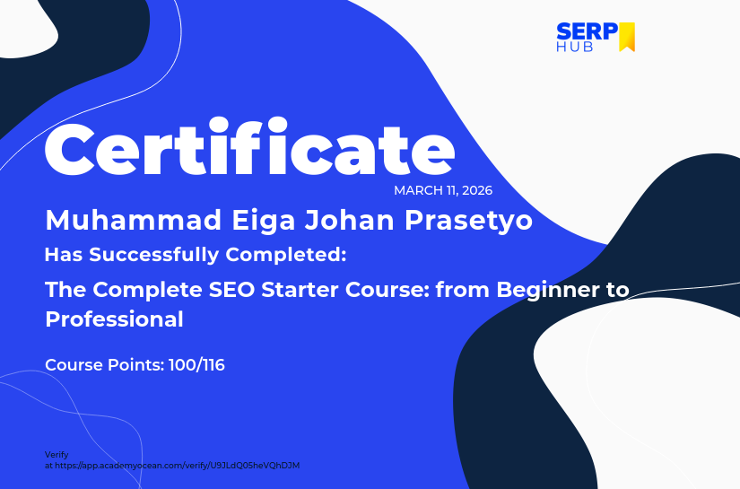 SERP-Hub certificate: SERPHub: Certification
