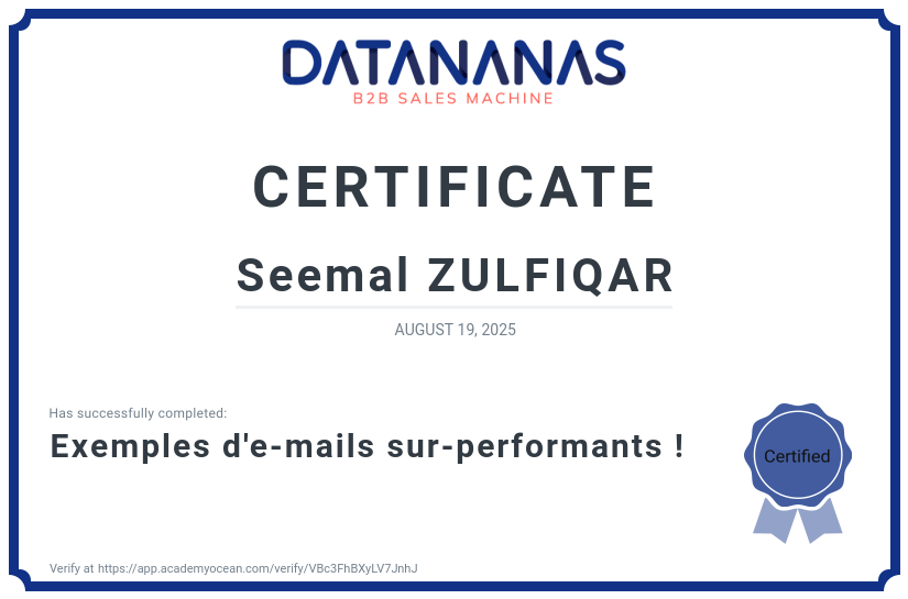 academy certificate: Exemples d'e-mails sur-performants !