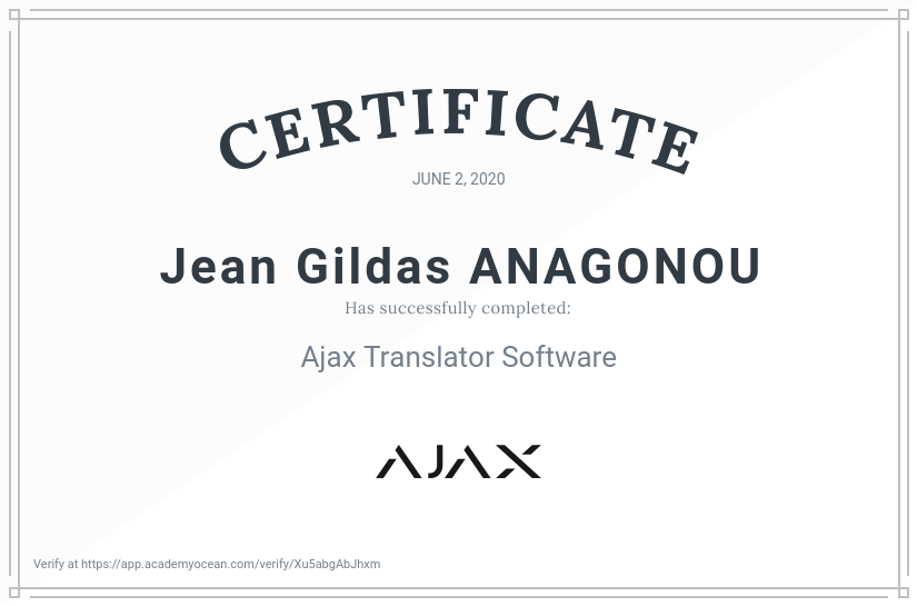 Ajax Systems EN certificate: Ajax Translator Software