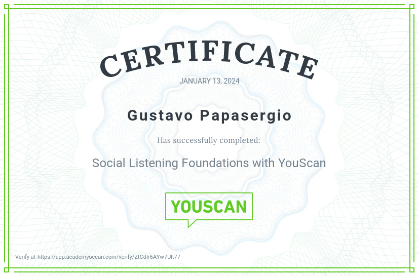 YouScan certificate: Social Listening Foundations with YouScan