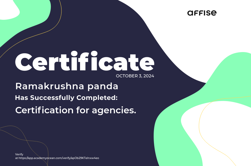 Affise certificate: Certification for Agencies from Affise