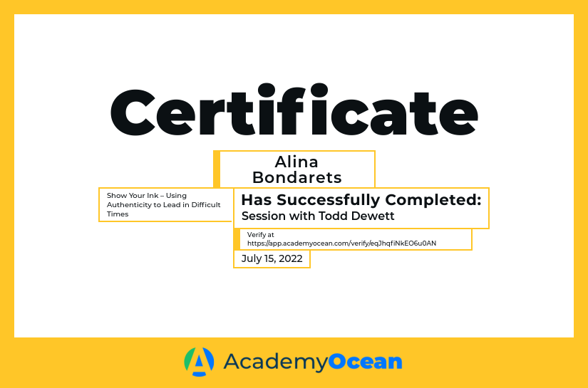 Coaching for Ukraine certificate: Session with Todd Dewett