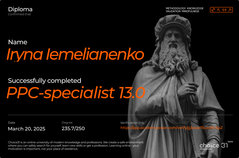 Choice31 certificate: PPC-specialist 14.0