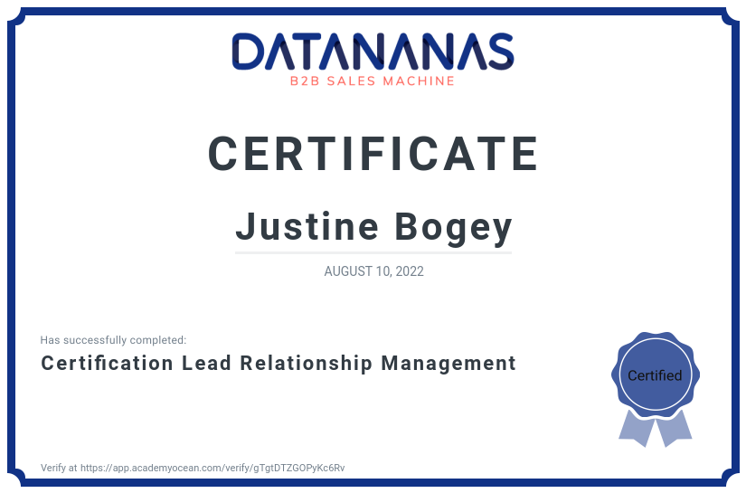 academy certificate: Certification Lead Relationship Management