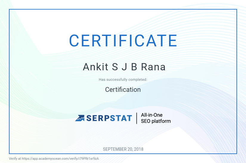 Serpstat certificate: Certification