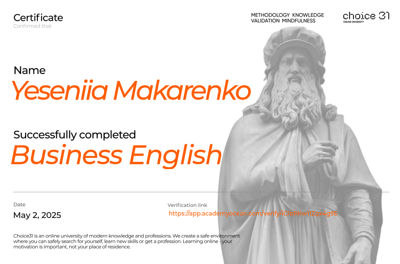 Choice31 certificate: Business English