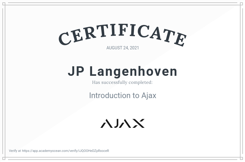 Ajax Systems EN certificate: Introduction to Ajax