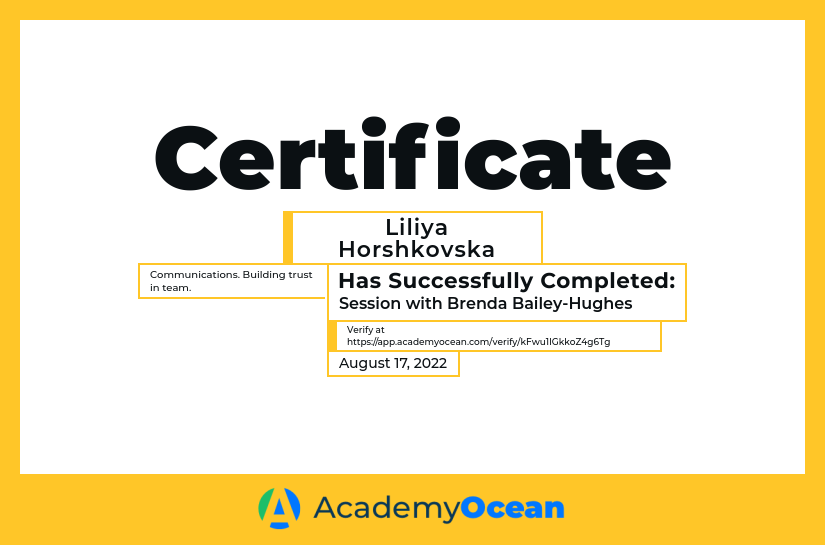 Coaching for Ukraine certificate: Session with Brenda Bailey-Hughes