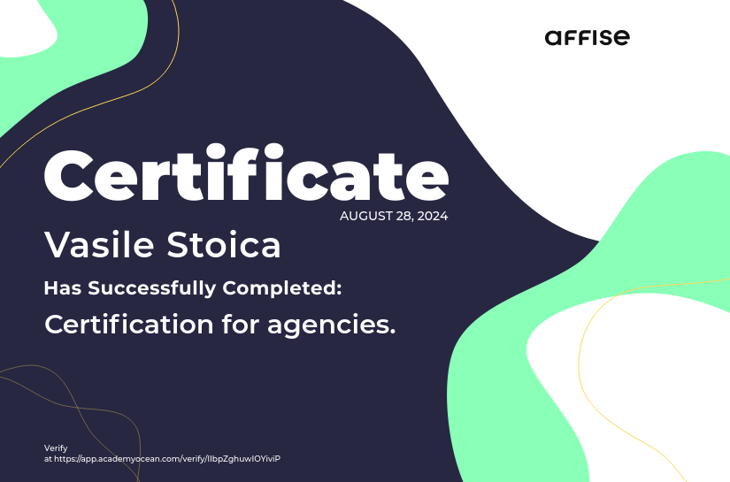 Affise certificate: Certification for Agencies from Affise