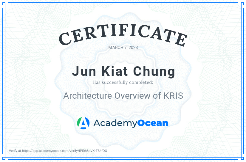 SQL View Pte Ltd certificate: Architecture Overview of KRIS