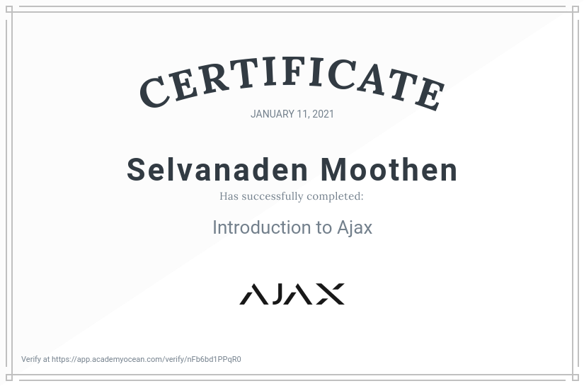 Ajax Systems EN certificate: Introduction to Ajax