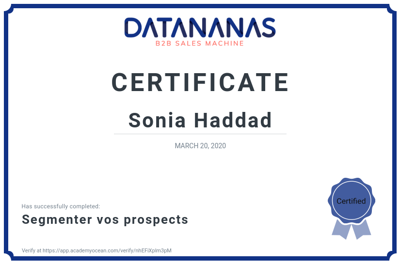 academy certificate: Segmenter vos prospects
