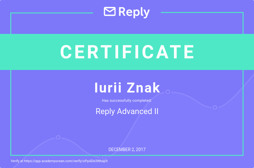 Reply certificate: Reply Advanced