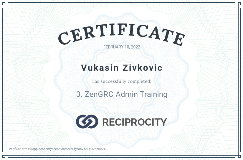 ZenGRC University - JAGGGAER certificate: Settings